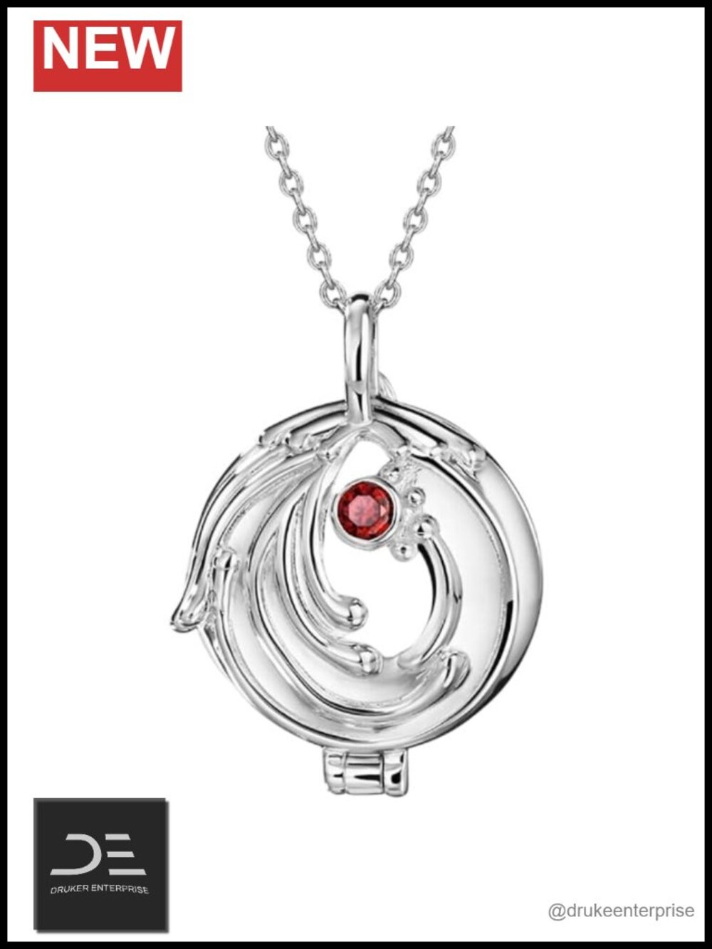 925 Sterling Silver Vampire Locket Pendant Necklace